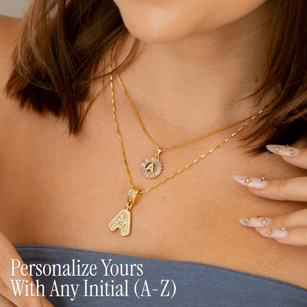 2pc Luxe Diamond Initial Layered