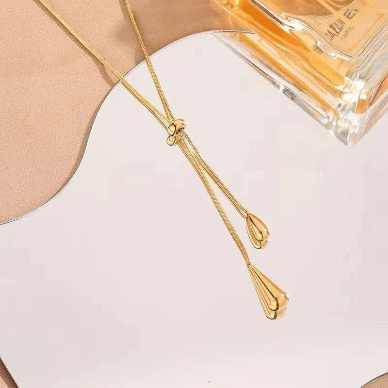Elegant Drop Lariat Necklace & Earrings Set
