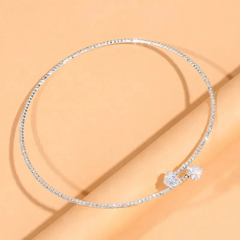 Open Heart Diamond Accent Choker Necklace