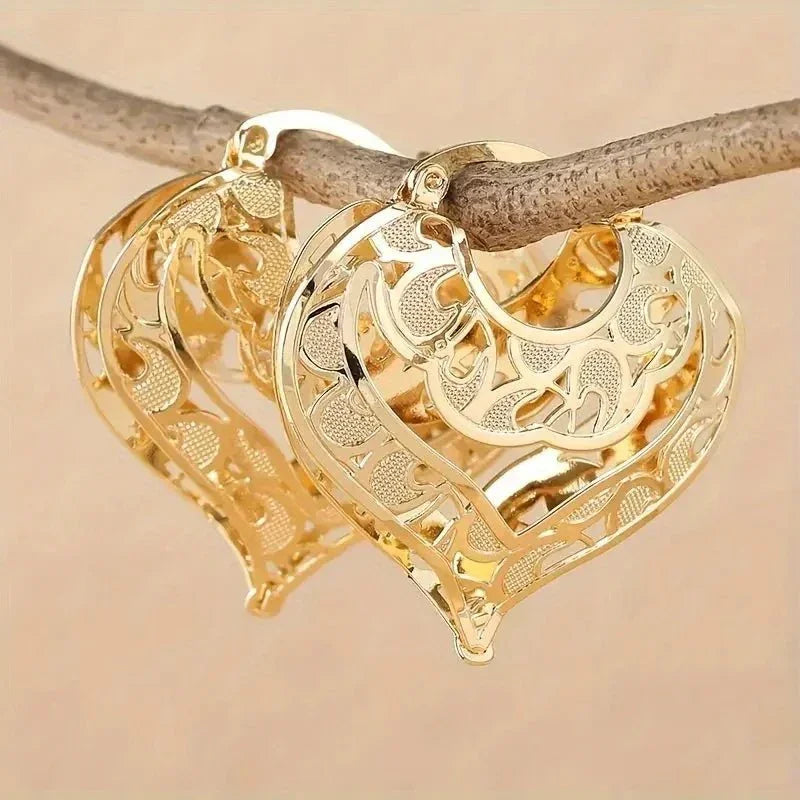 Open Heart Gold-Tone Drop Earrings
