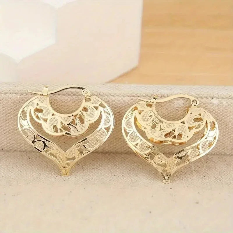 Open Heart Gold-Tone Drop Earrings