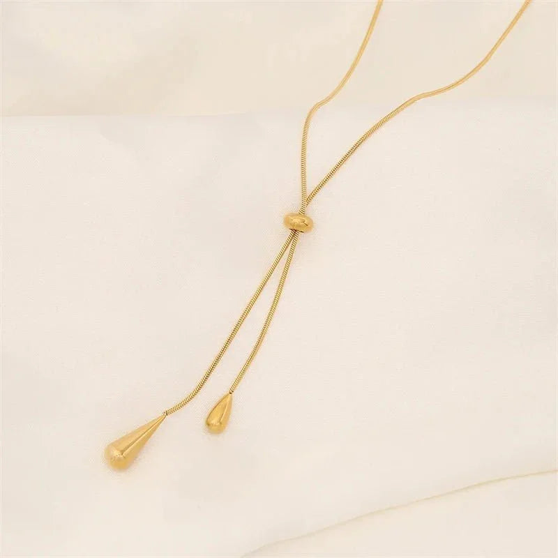 Elegant Drop Lariat Necklace & Earrings Set