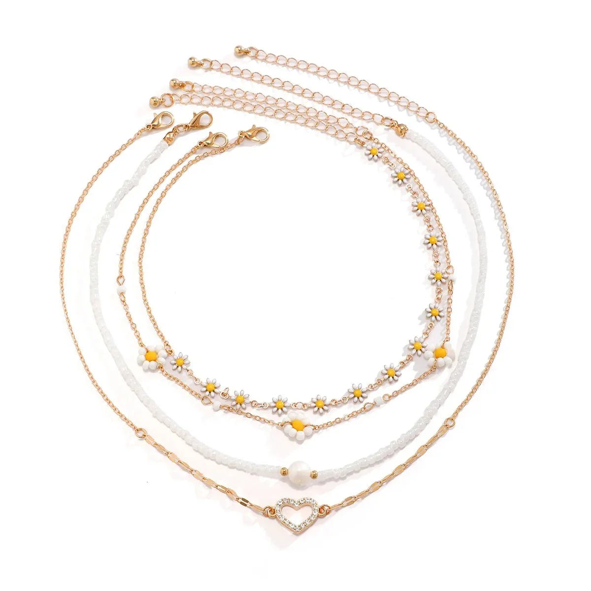 Boho Daisy Flower Necklace Set