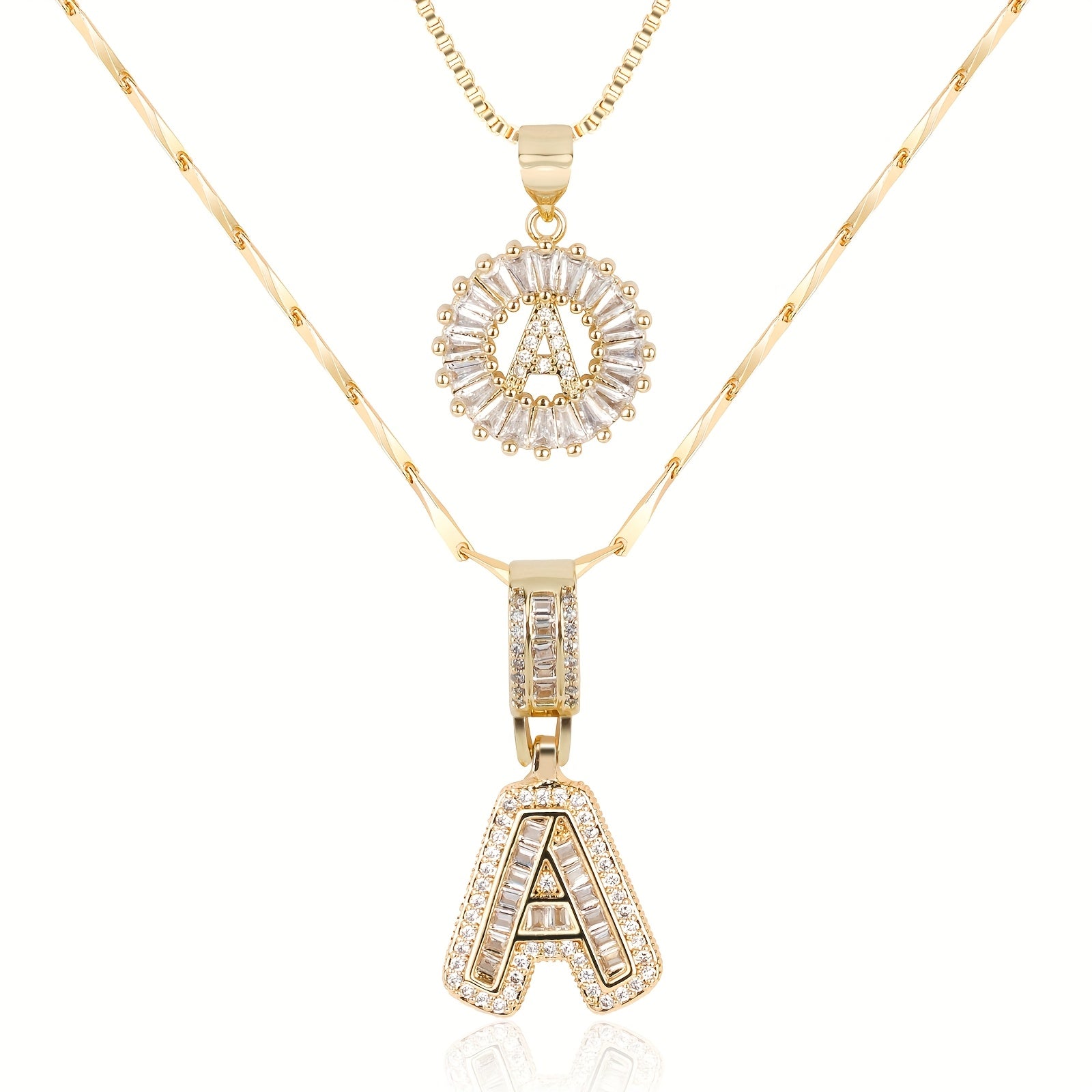 2pc Luxe Diamond Initial Layered