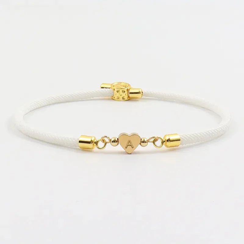 Heart Letter Charm Adjustable Bracelet