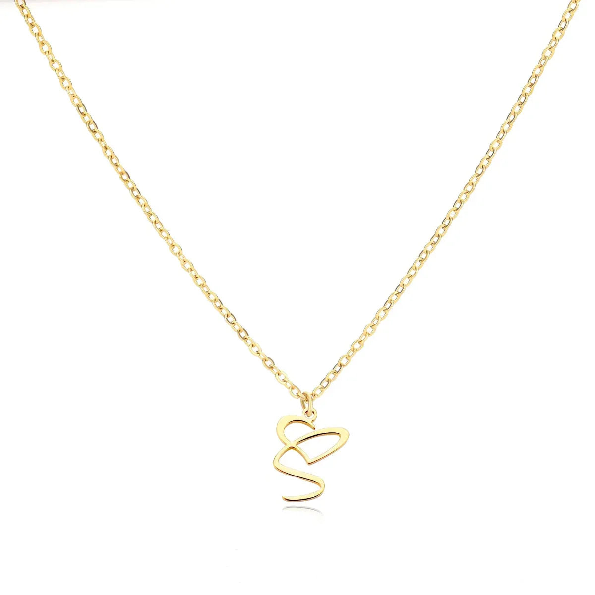 Gold Heart Letter Charm Necklace