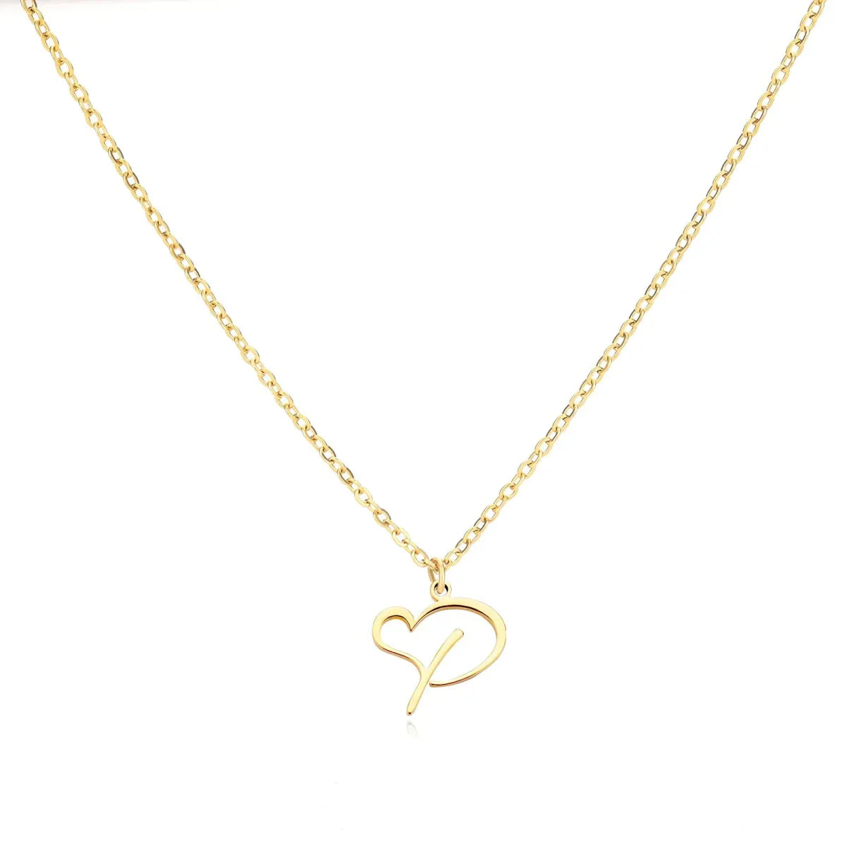 Gold Heart Letter Charm Necklace