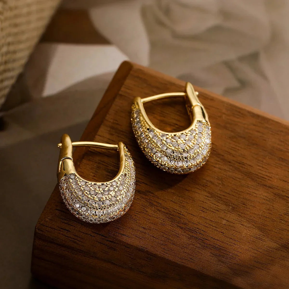 Chunky Diamond Accent Hoop Earrings