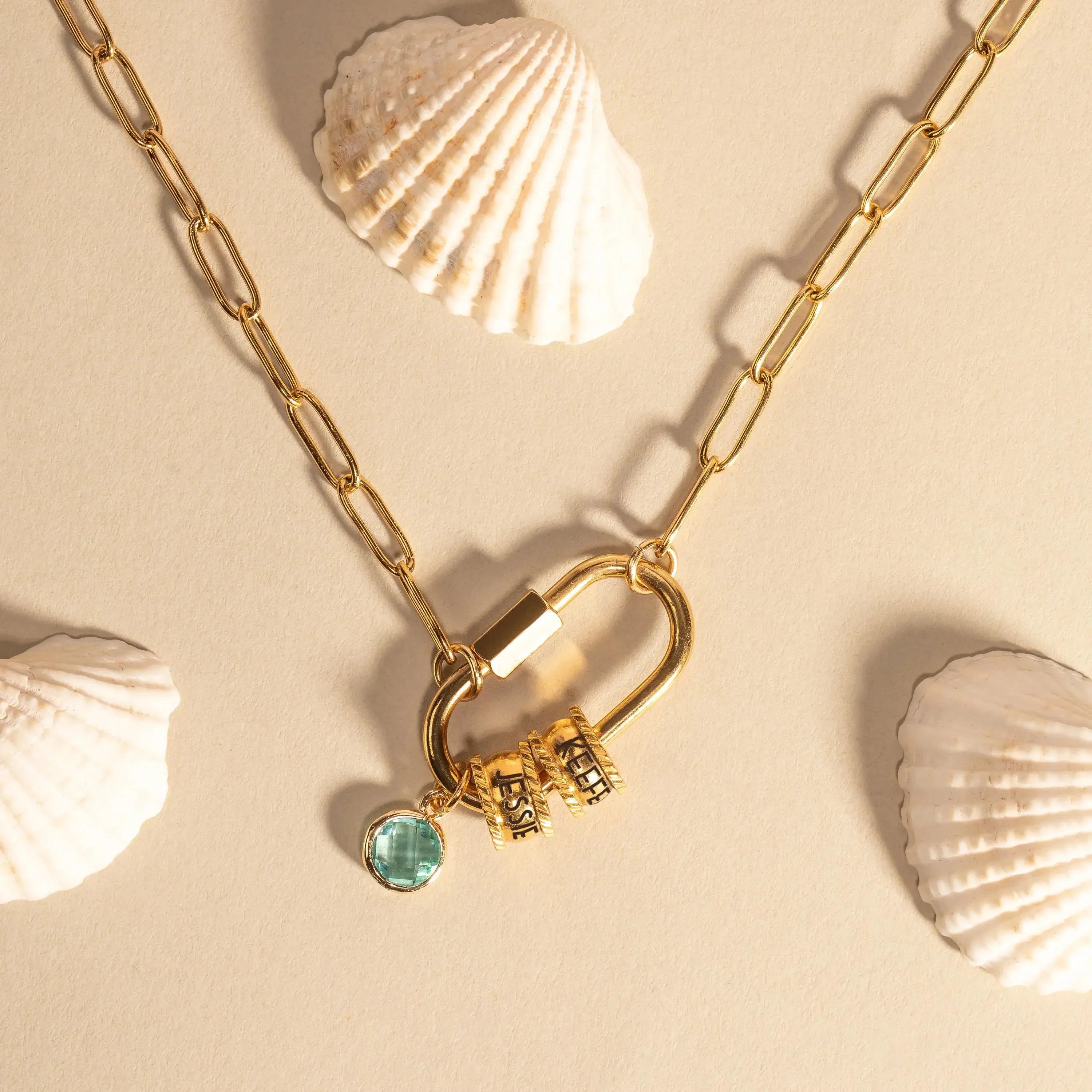 Custom Carabiner Birthstone Necklace