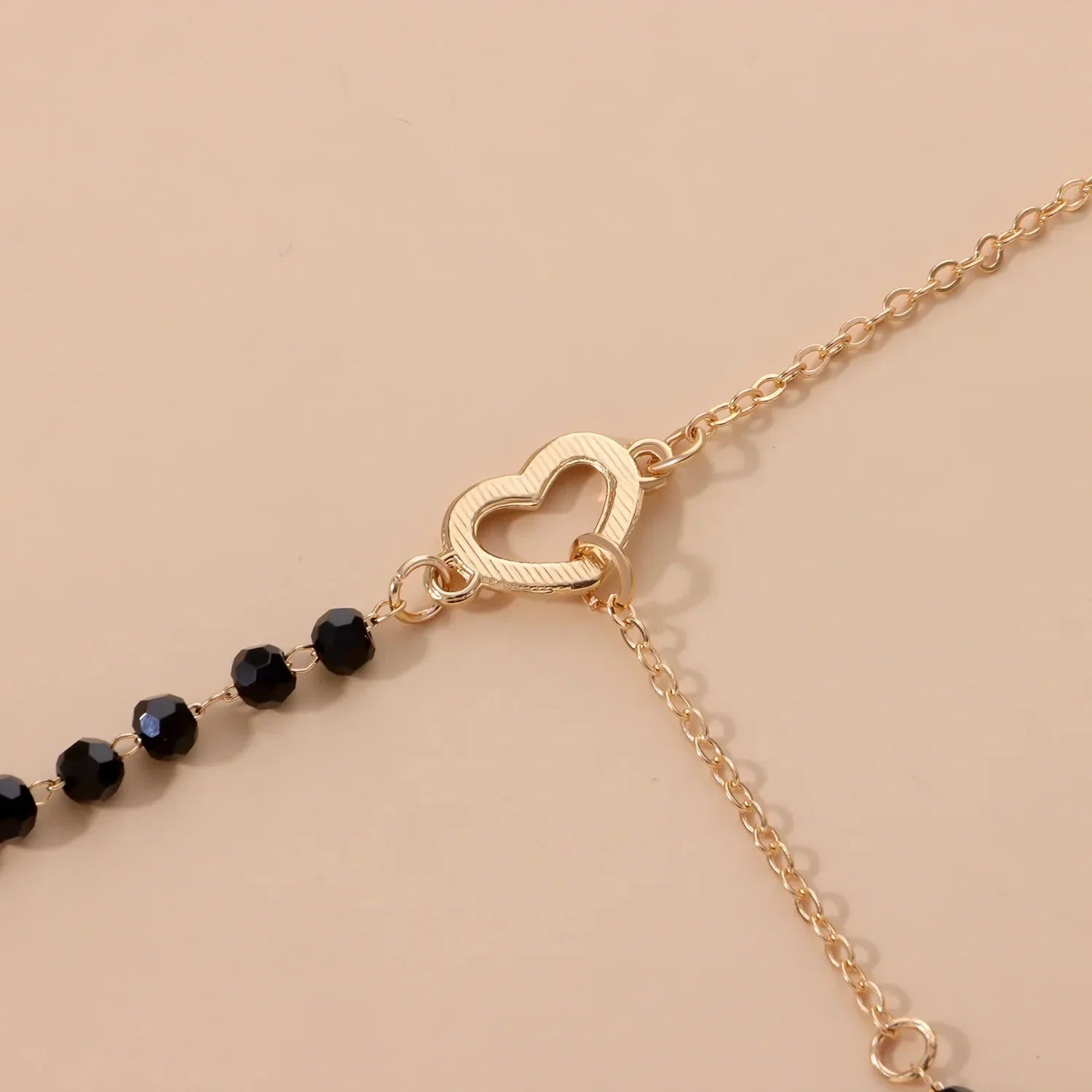 Dainty Black Beaded Heart Y-Necklace