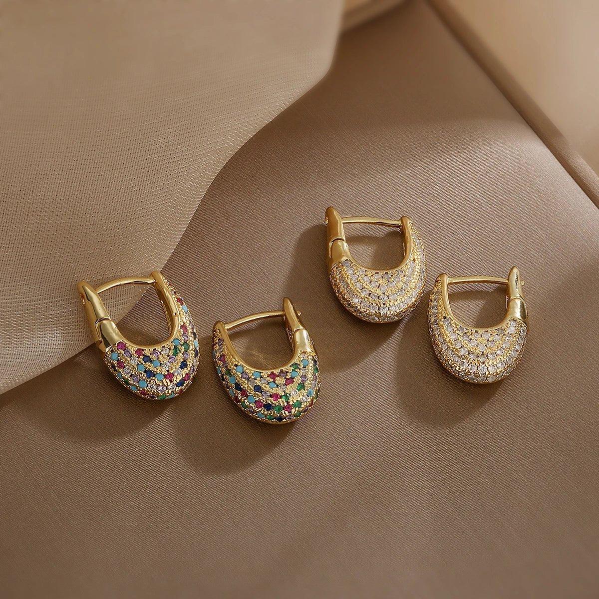 Chunky Diamond Accent Hoop Earrings