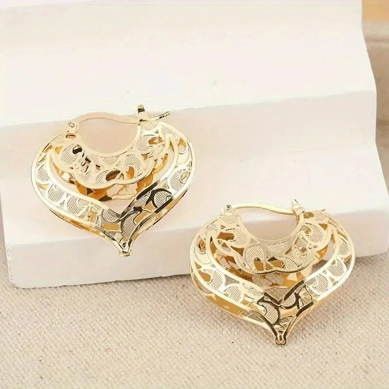 Open Heart Gold-Tone Drop Earrings
