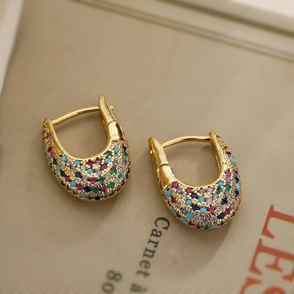 Chunky Diamond Accent Hoop Earrings