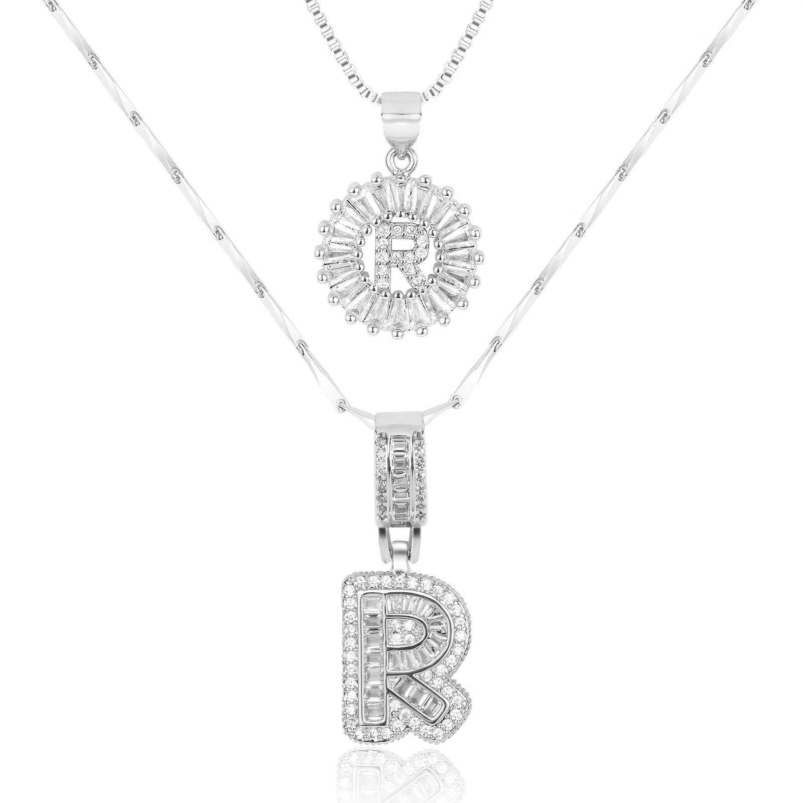 2pc Luxe Diamond Initial Layered