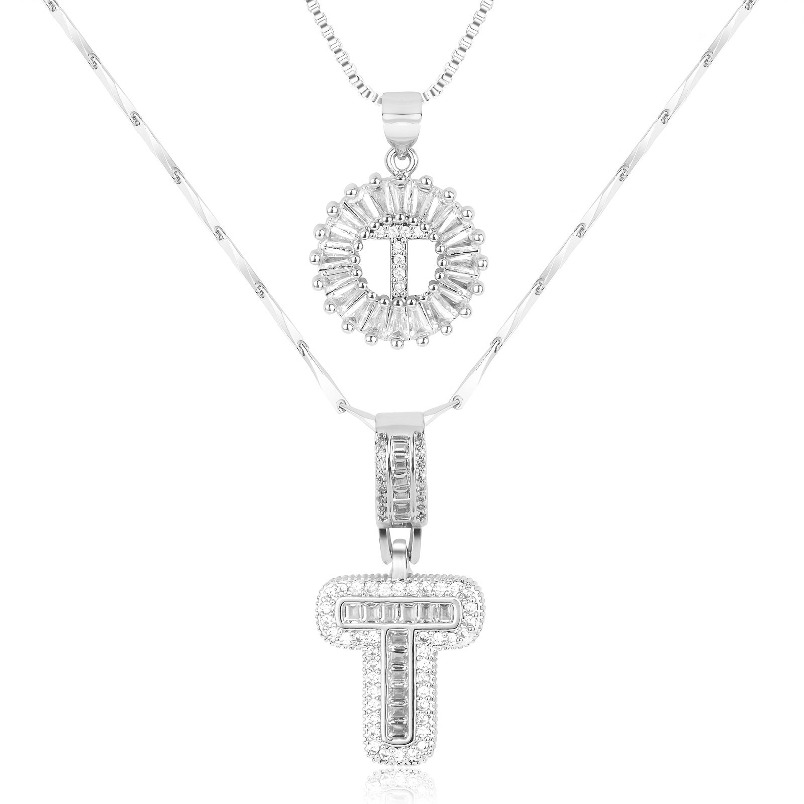 2pc Luxe Diamond Initial Layered
