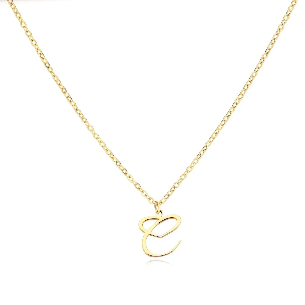 Gold Heart Letter Charm Necklace
