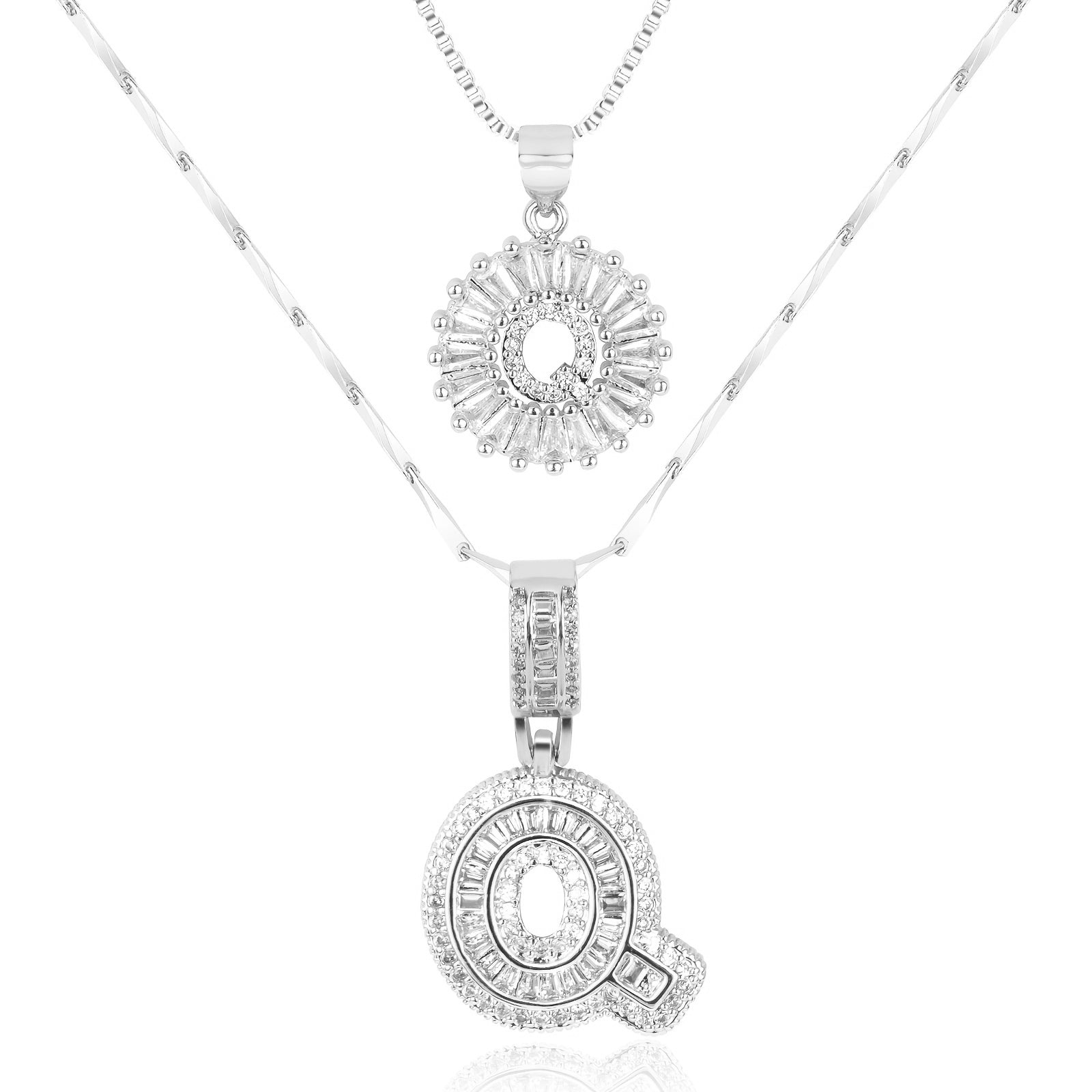2pc Luxe Diamond Initial Layered
