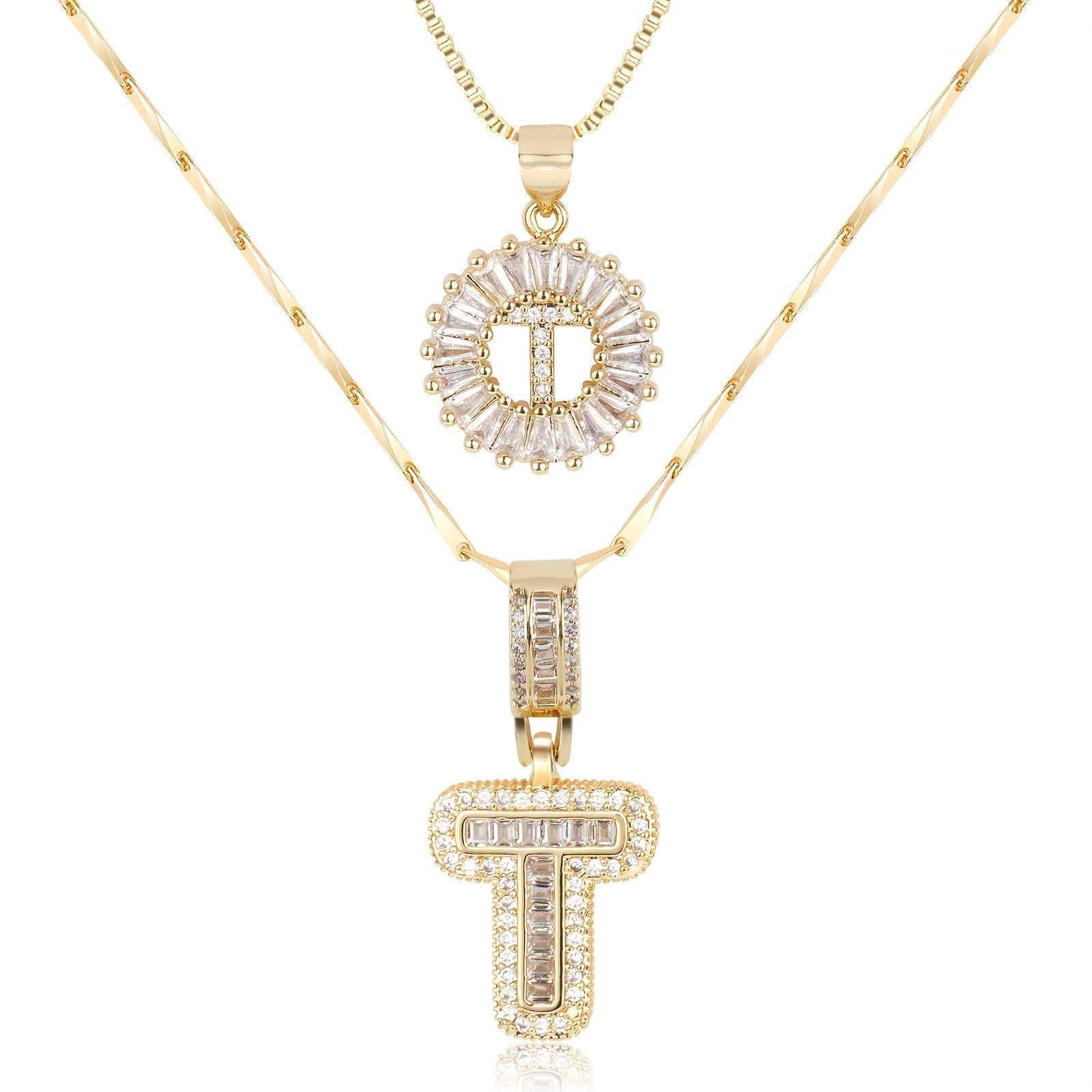 2pc Luxe Diamond Initial Layered