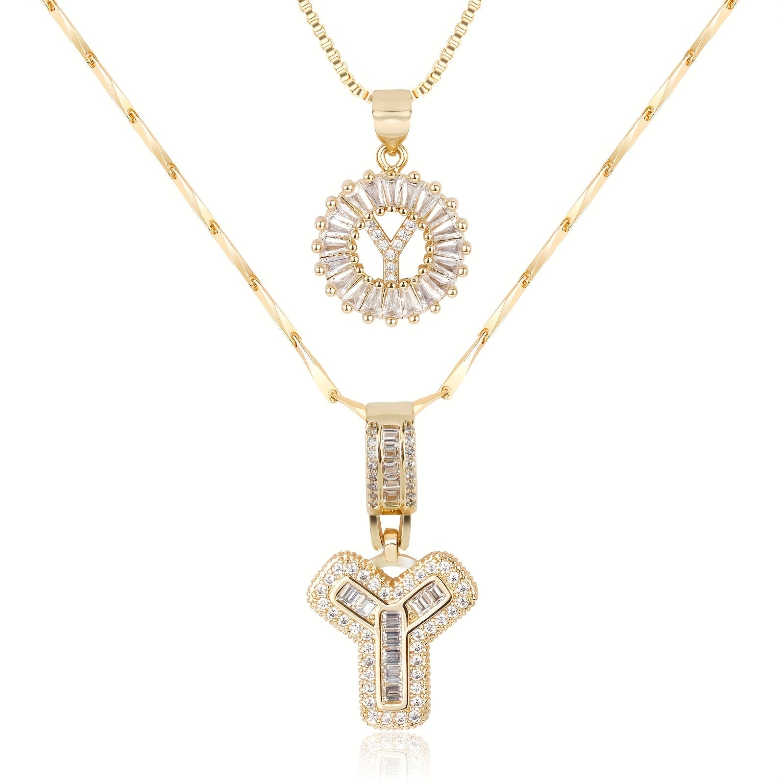 2pc Luxe Diamond Initial Layered