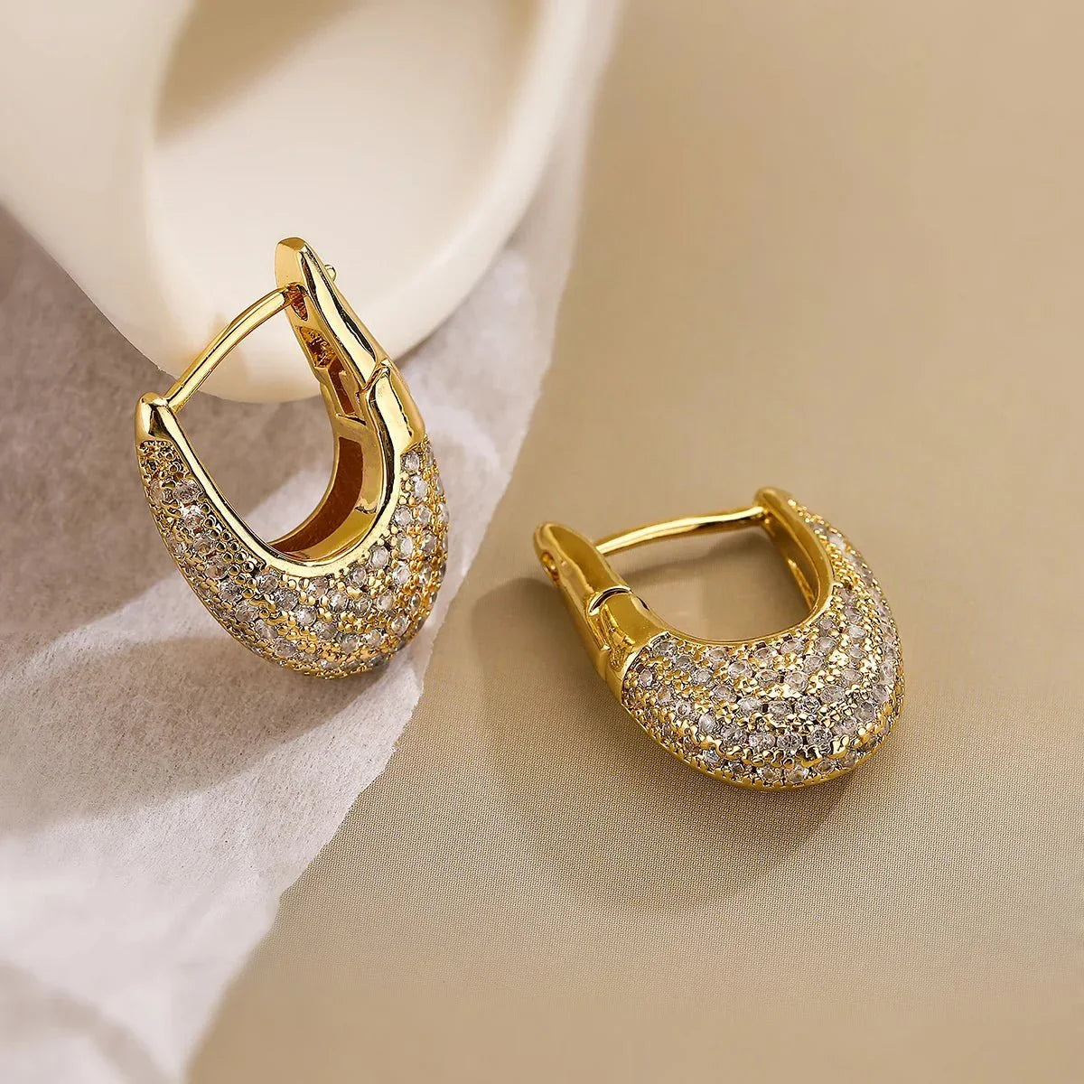Chunky Diamond Accent Hoop Earrings