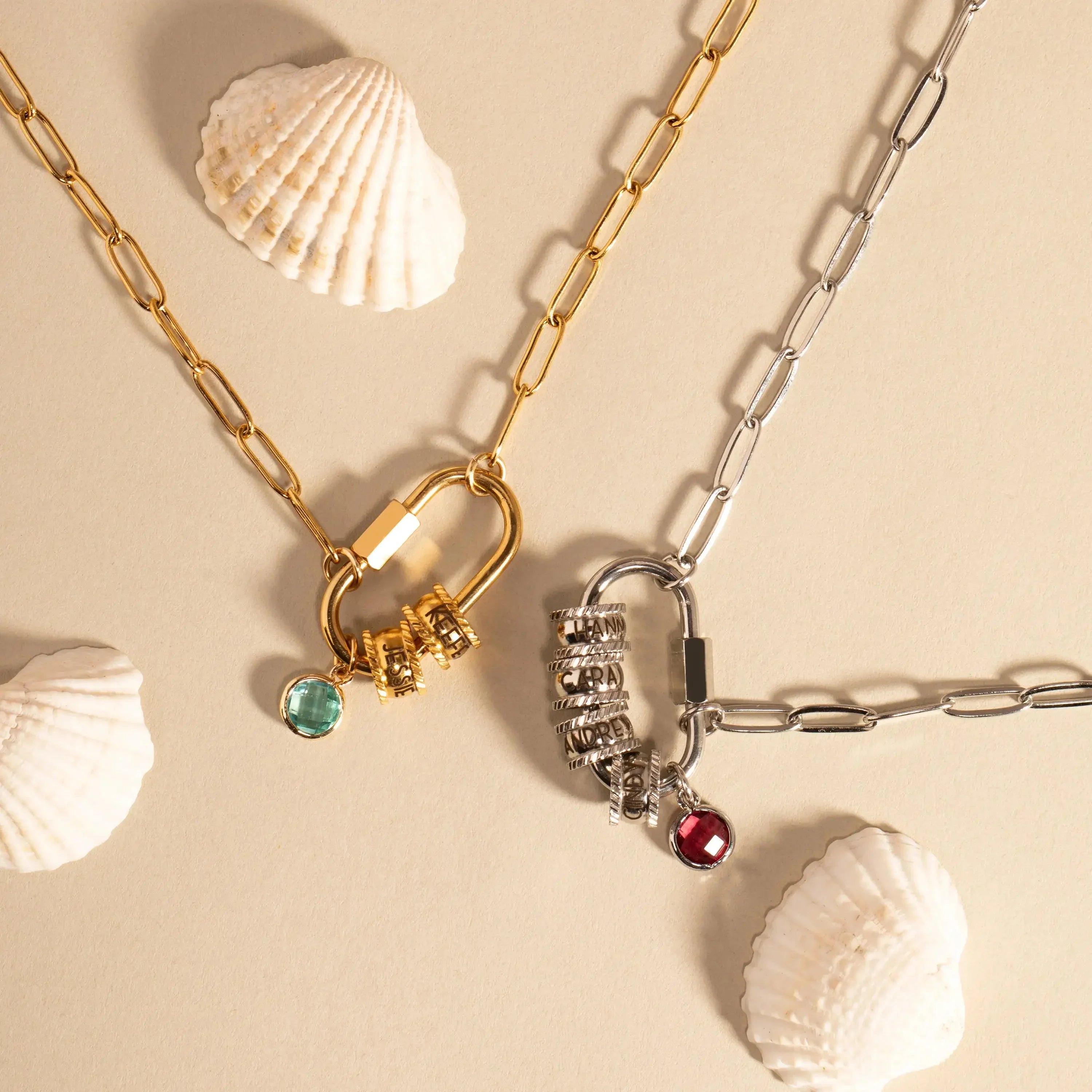 Custom Carabiner Birthstone Necklace