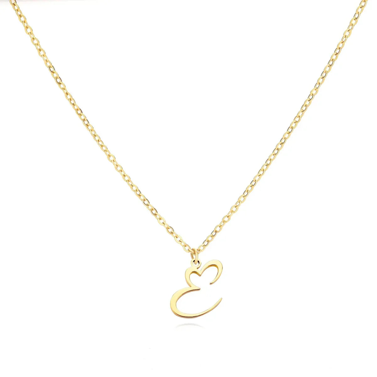 Gold Heart Letter Charm Necklace