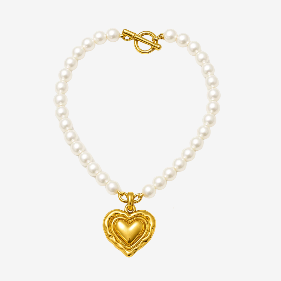 Beaded Heart Pendant Jewelry Set – Necklace & Bracelet