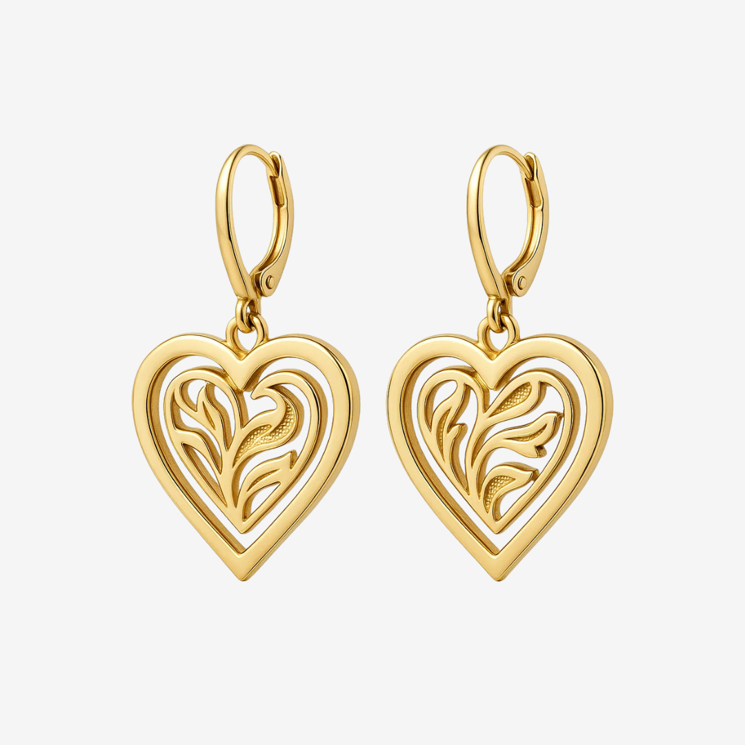 Open Heart Gold-Tone Drop Earrings