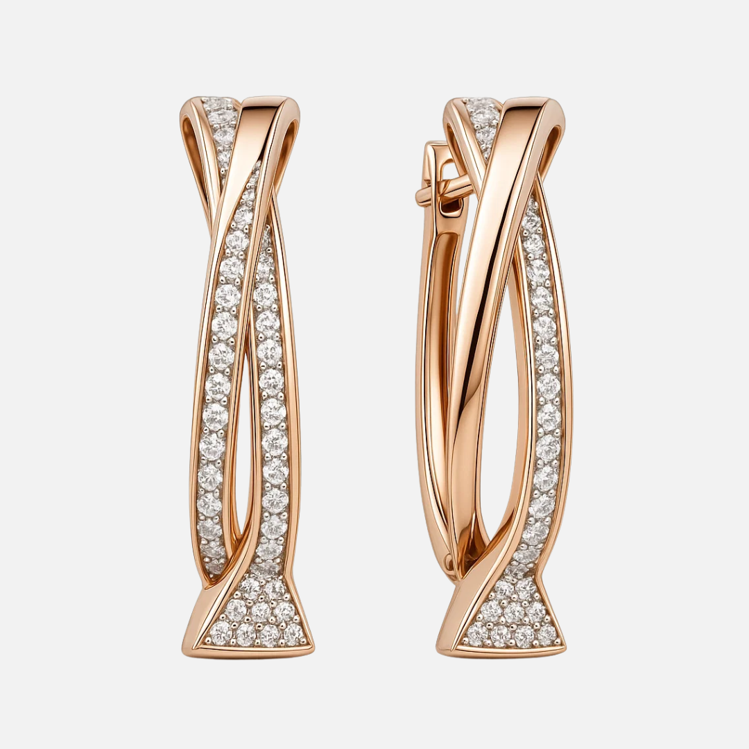 Layered Gold Diamond Accent Earrings
