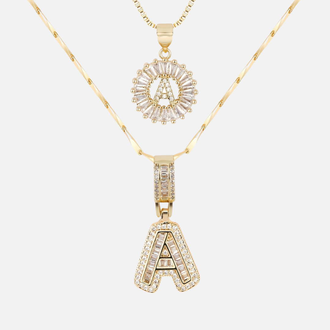 2pc Luxe Diamond Initial Layered