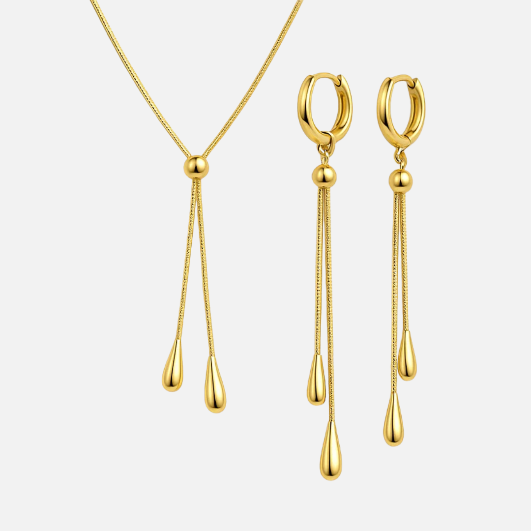 Elegant Drop Lariat Necklace & Earrings Set