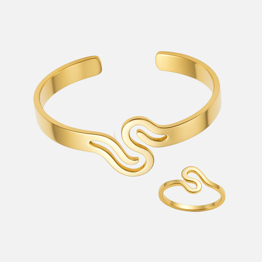 Modern Swirl Adjustable Bracelet & Ring Set