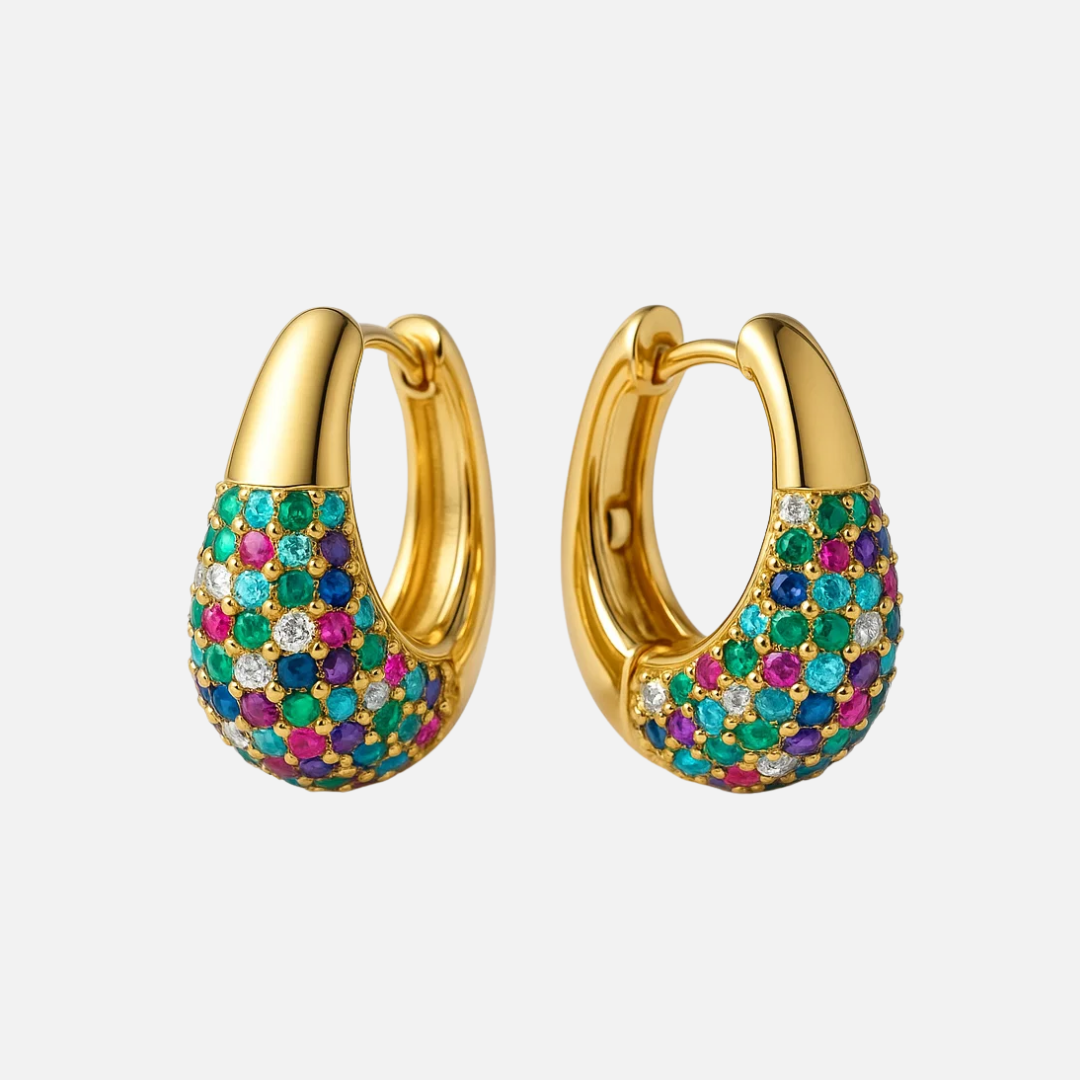 Chunky Diamond Accent Hoop Earrings
