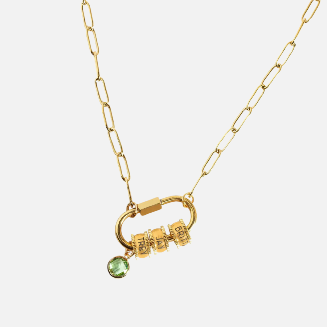 Custom Carabiner Birthstone Necklace