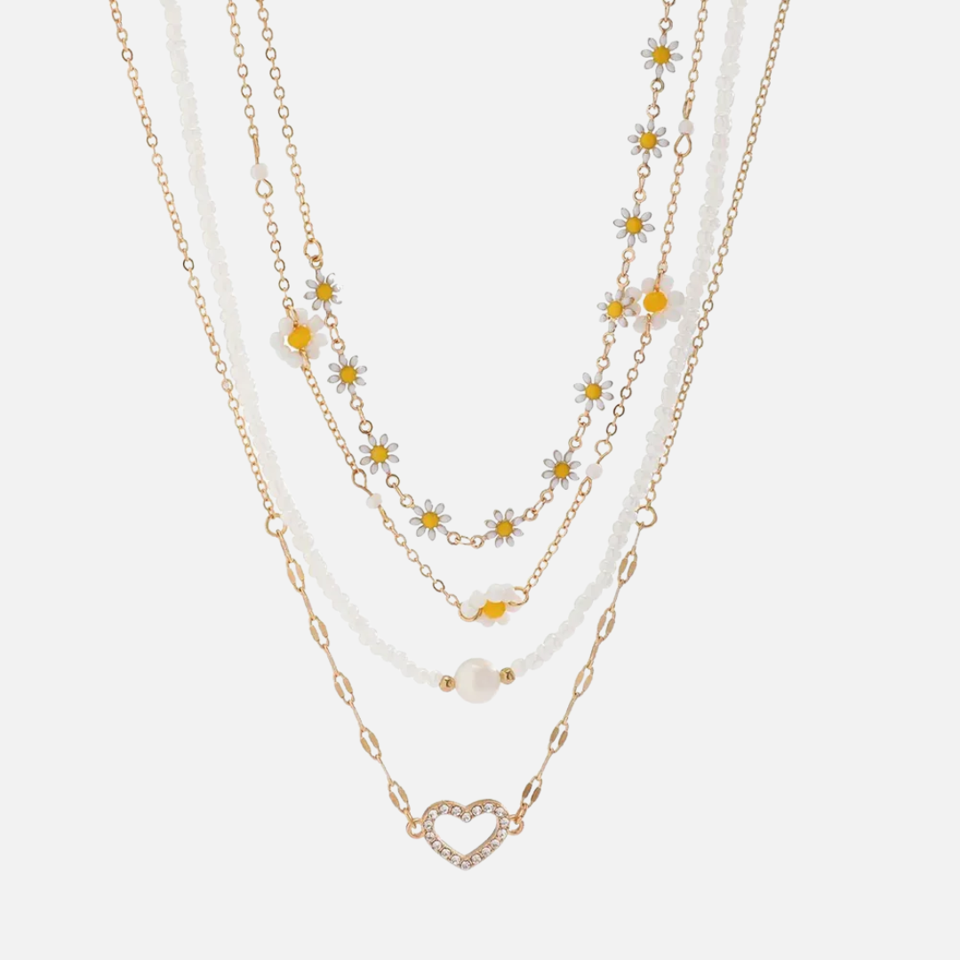 Boho Daisy Flower Necklace Set