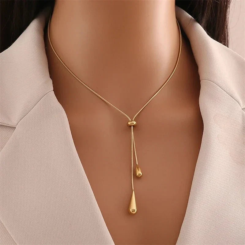 Elegant Drop Lariat Necklace & Earrings Set