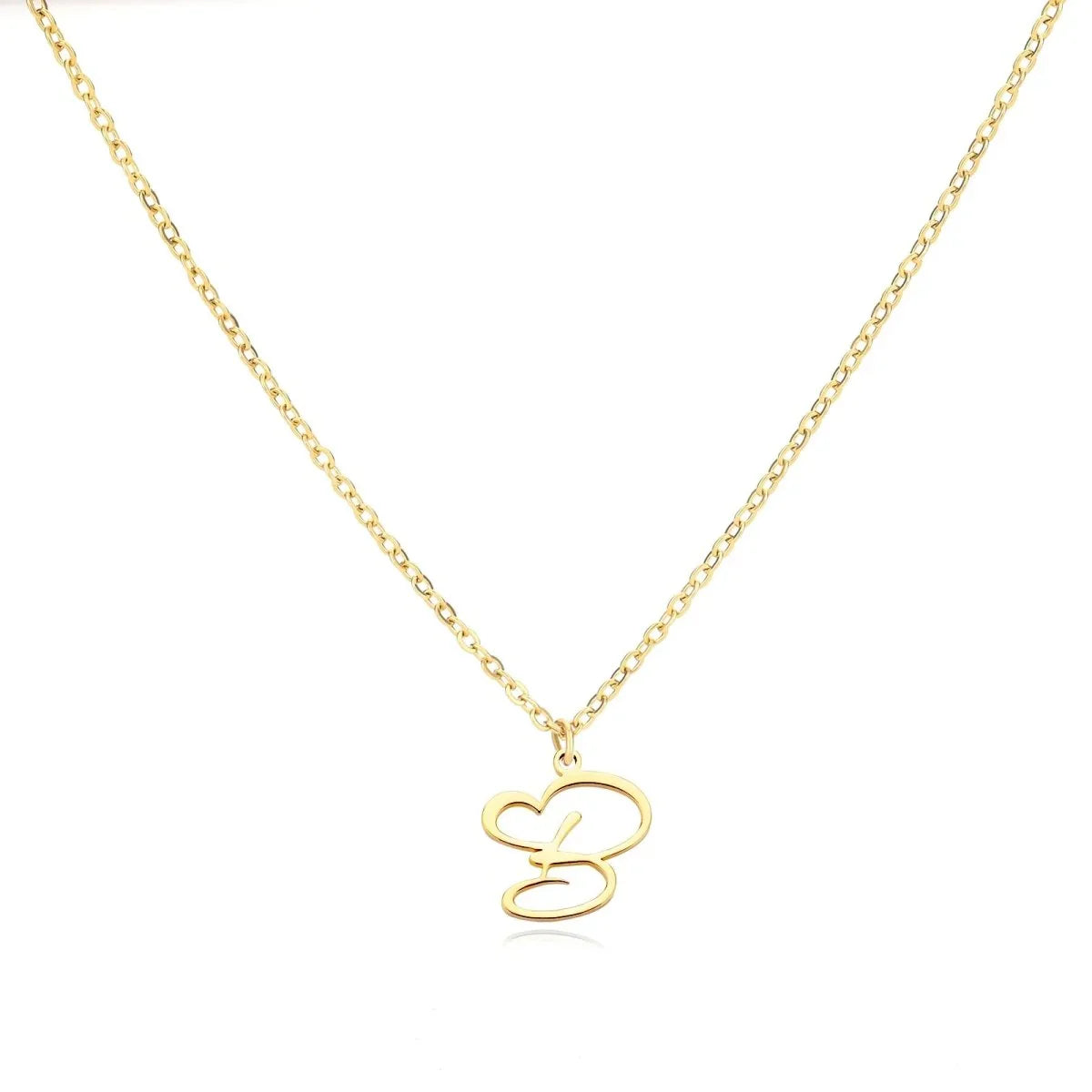 Gold Heart Letter Charm Necklace