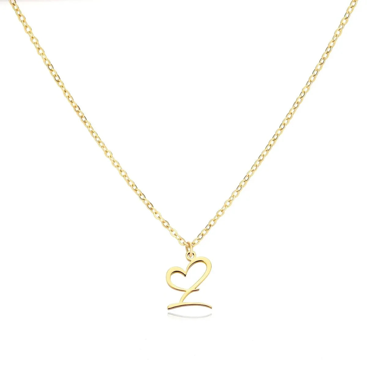 Gold Heart Letter Charm Necklace