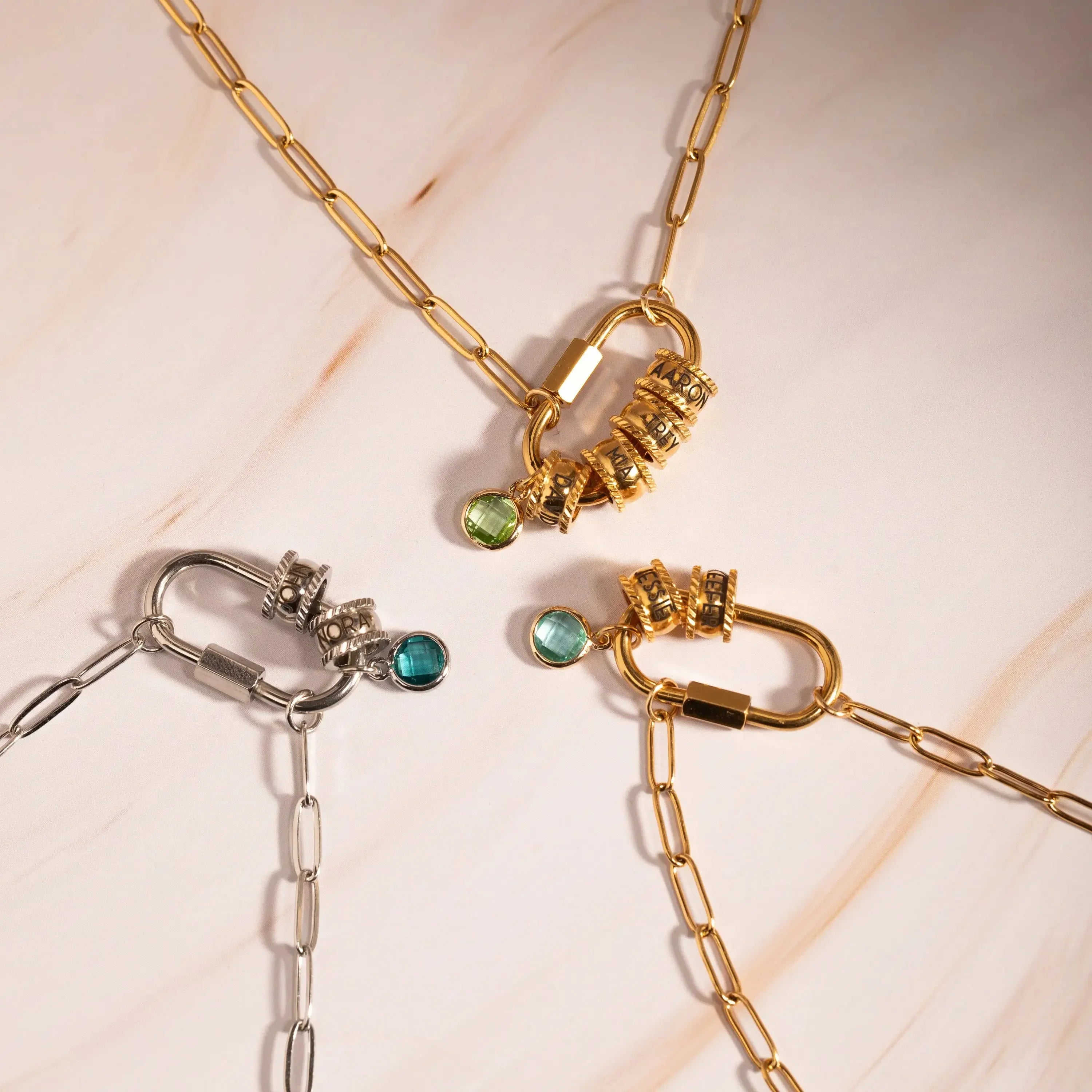 Custom Carabiner Birthstone Necklace