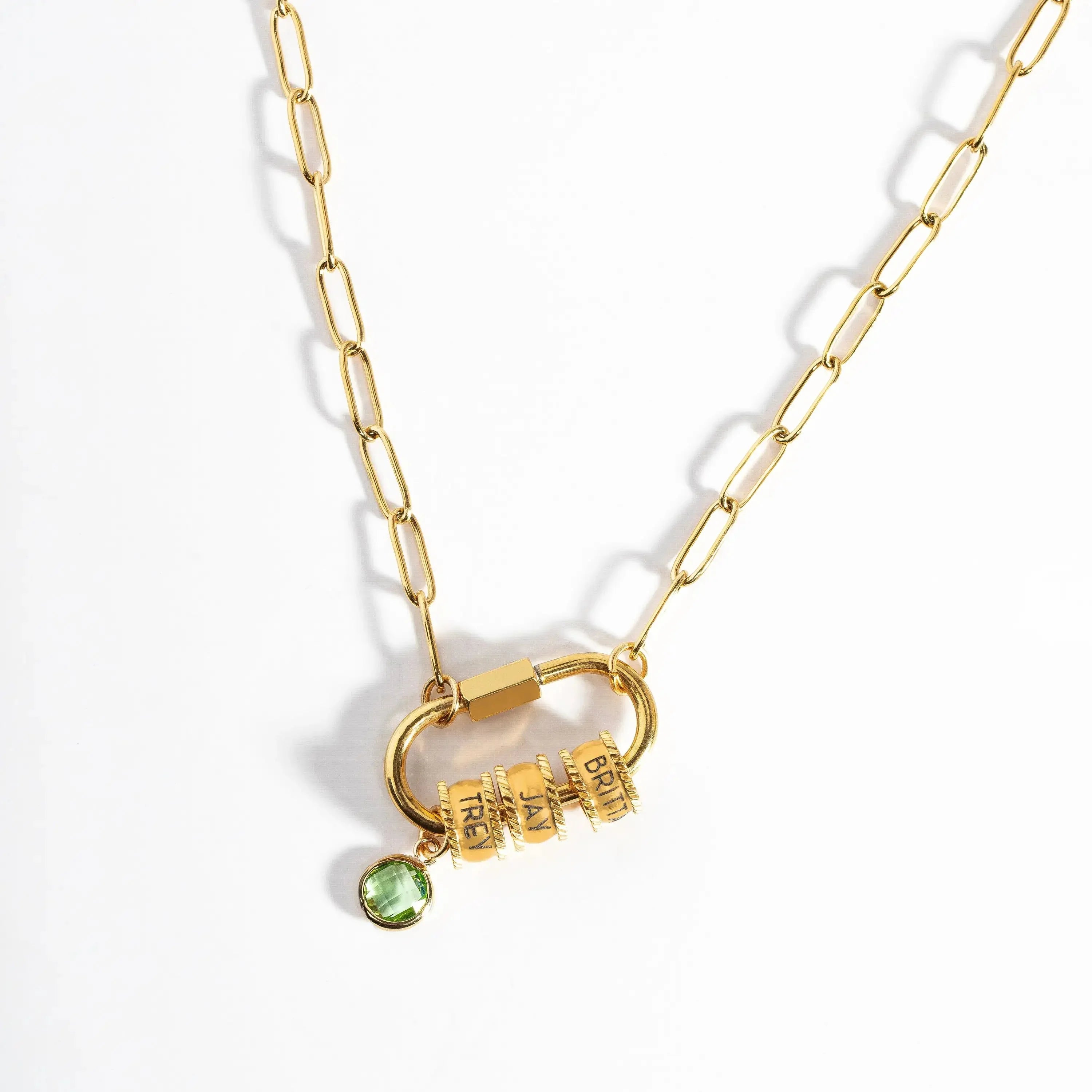 Custom Carabiner Birthstone Necklace