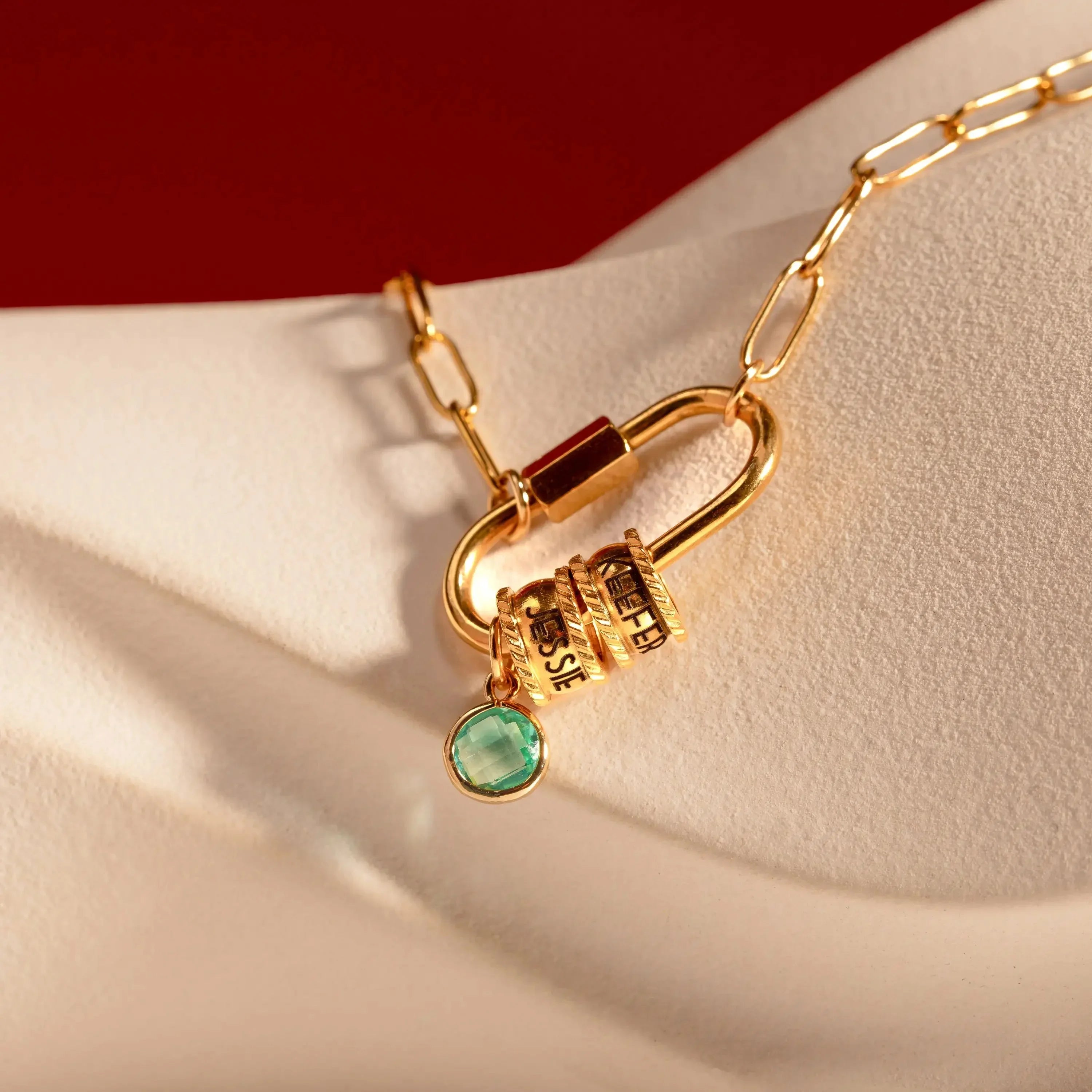 Custom Carabiner Birthstone Necklace