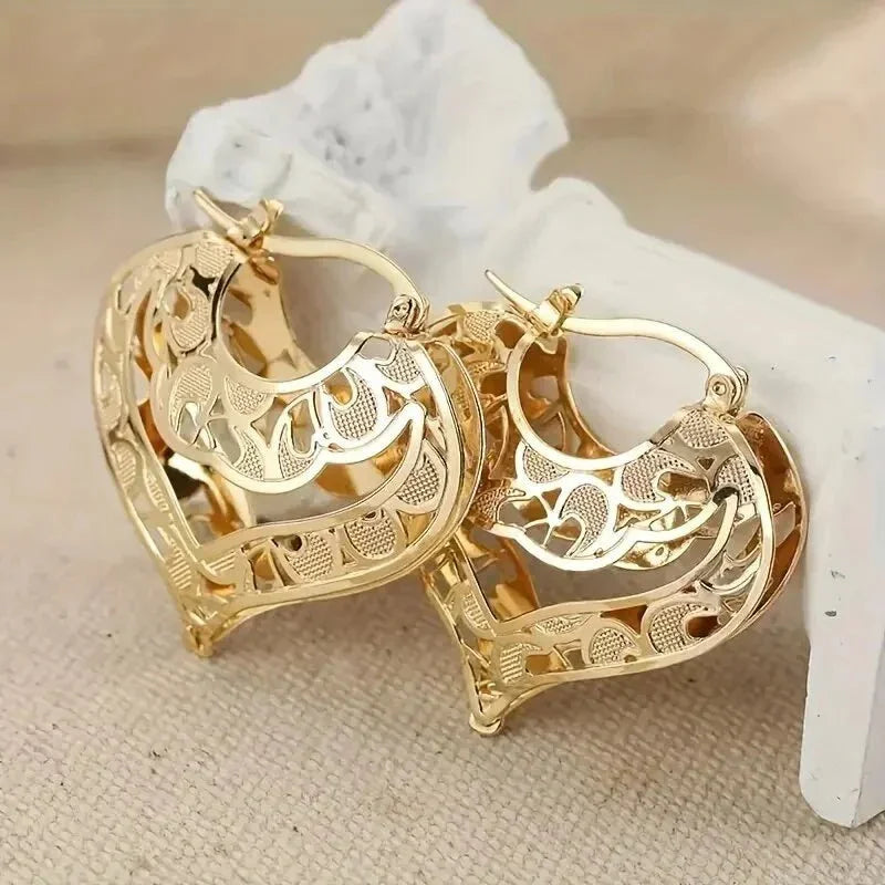 Open Heart Gold-Tone Drop Earrings